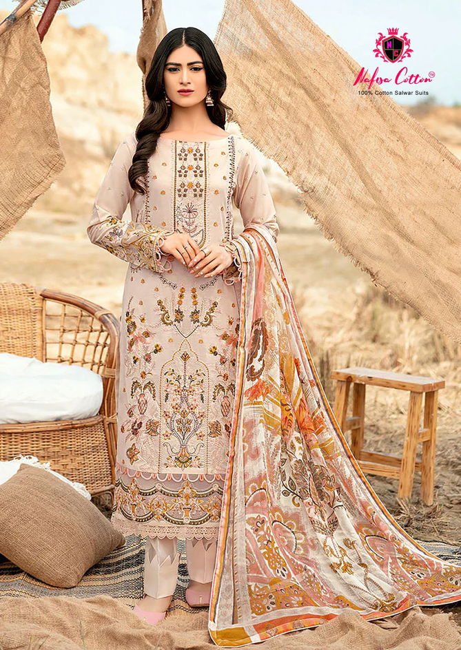 Safina Karachi Suits Vol 04 By Nafisha Karachi Cotton Dress Material Wholesale Price In Surat
